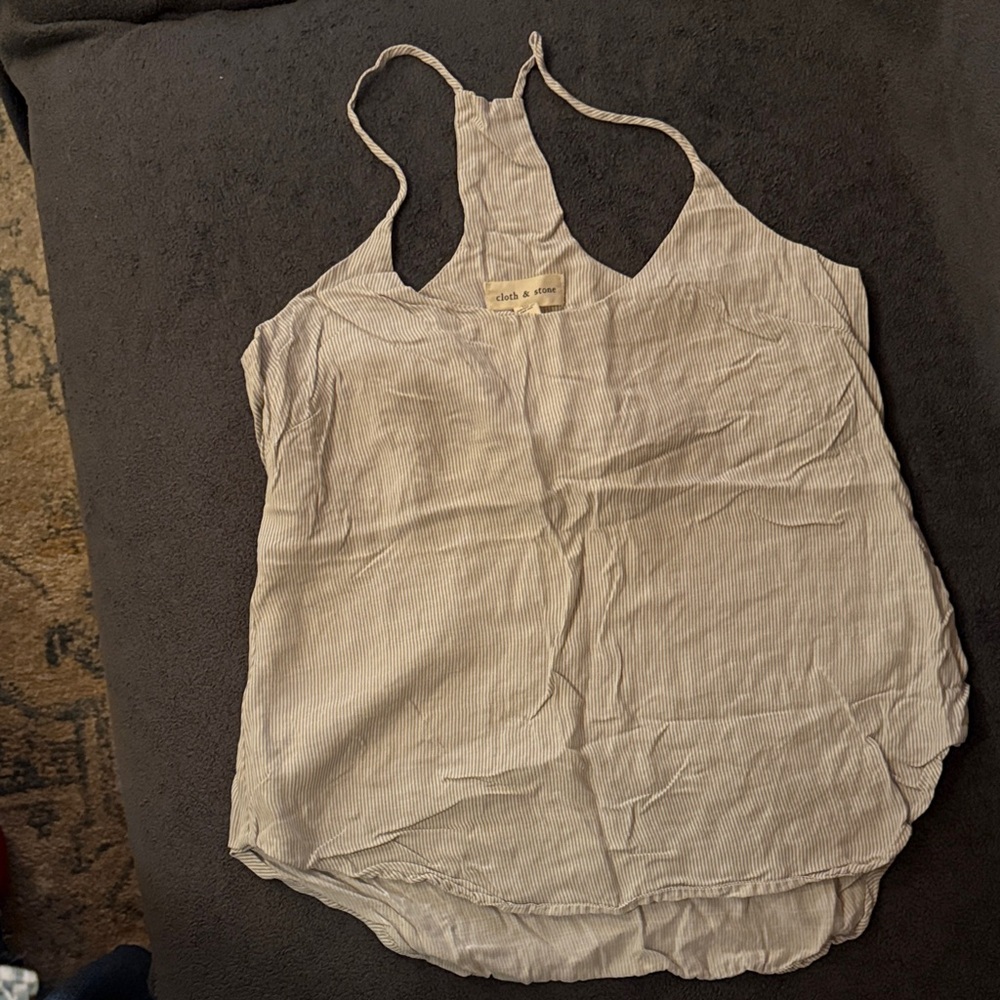 Anthro Cloth & Stone Gray Striped Camisole Top, sz S
